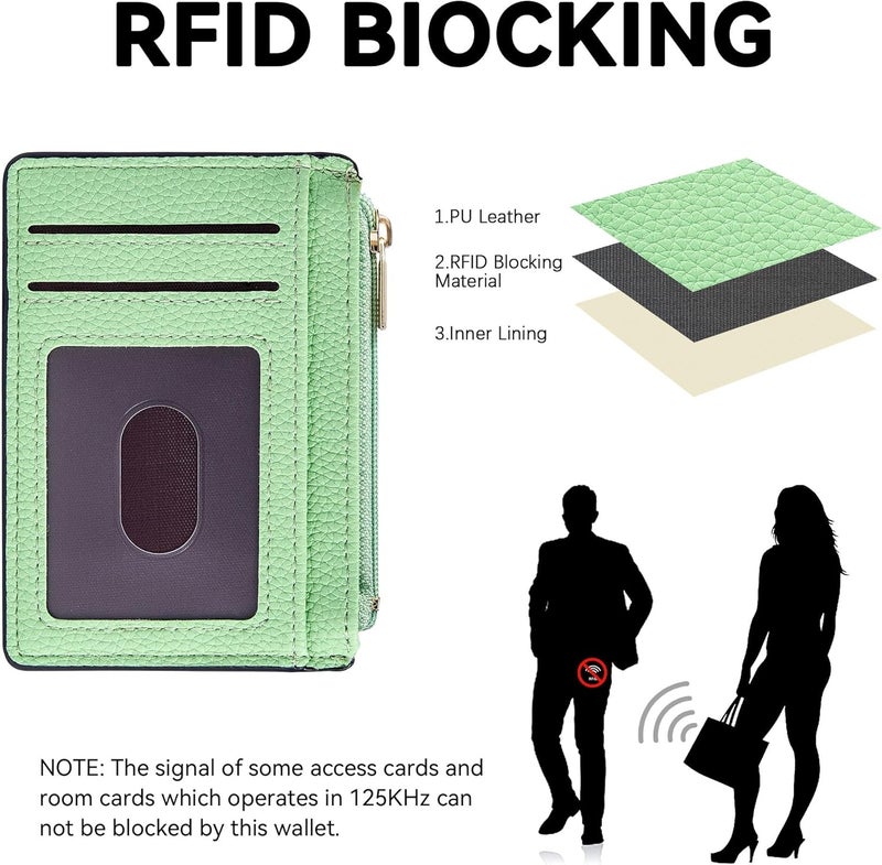 Tipmile Credit Card Holder for Women Slim Minimalist Front Pocket RFID Blocking Wallet Small Compact Card Case with ID Window, Grass Green - Image 2